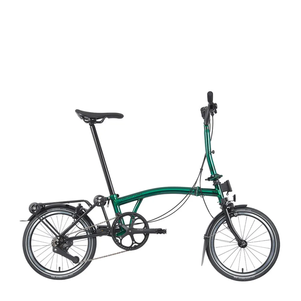 Brompton Brompton P-Line Urban With Rack Mid Bar Folding Bike 2023 Emerald Laquer